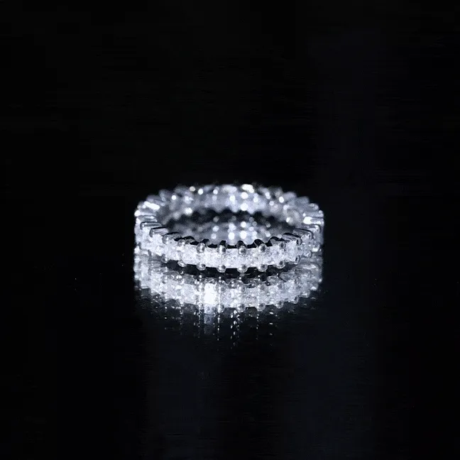 Princess Cut Moissanite Stackable Eternity Band Ring in Gold