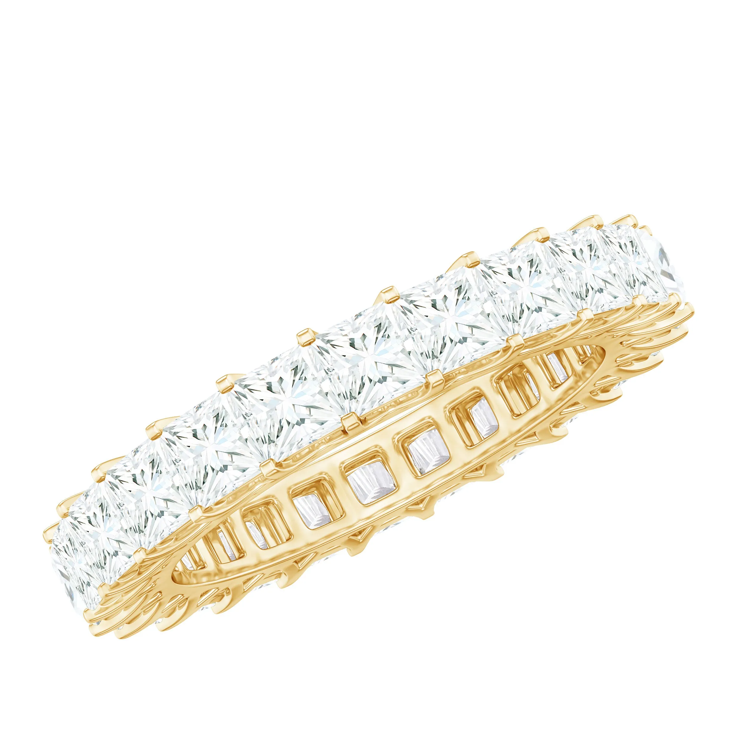 Princess Cut Moissanite Stackable Eternity Band Ring in Gold