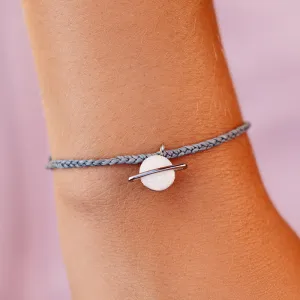 PURA VIDA WHITE OPAL SATURN BRACELET SMOKE BLUE SILVER