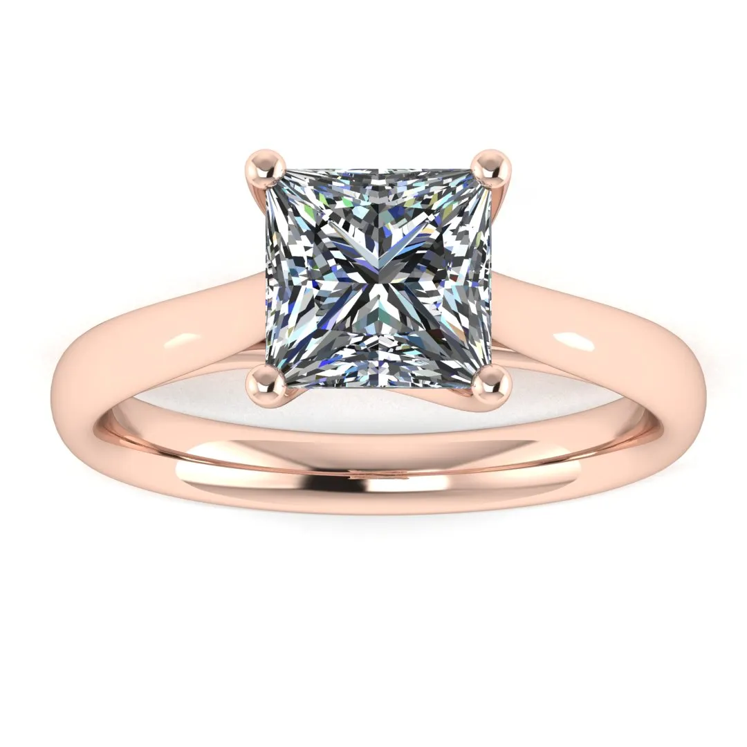 "Zella" Solitaire Princess Cut Diamond Engagement Ring SSPC07