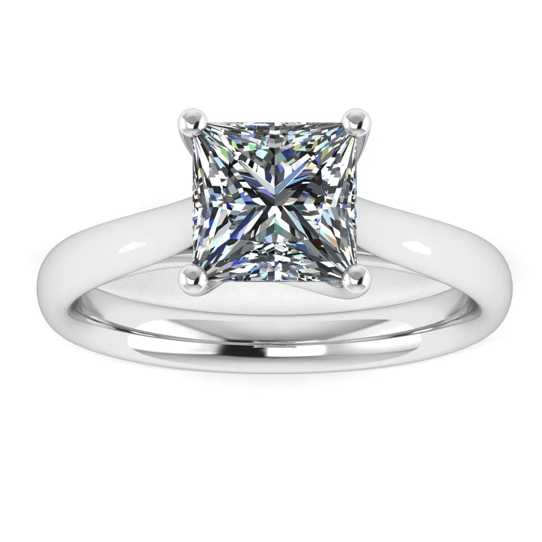 "Zella" Solitaire Princess Cut Diamond Engagement Ring SSPC07