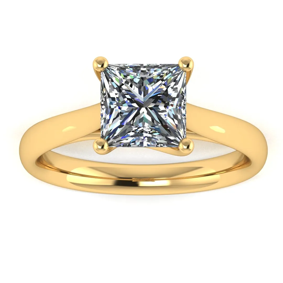 "Zella" Solitaire Princess Cut Diamond Engagement Ring SSPC07