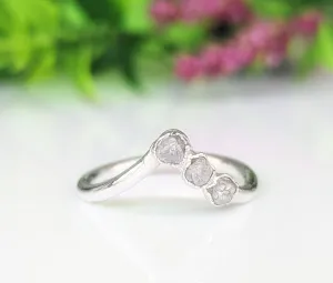 Raw diamond Chevron engagement ring