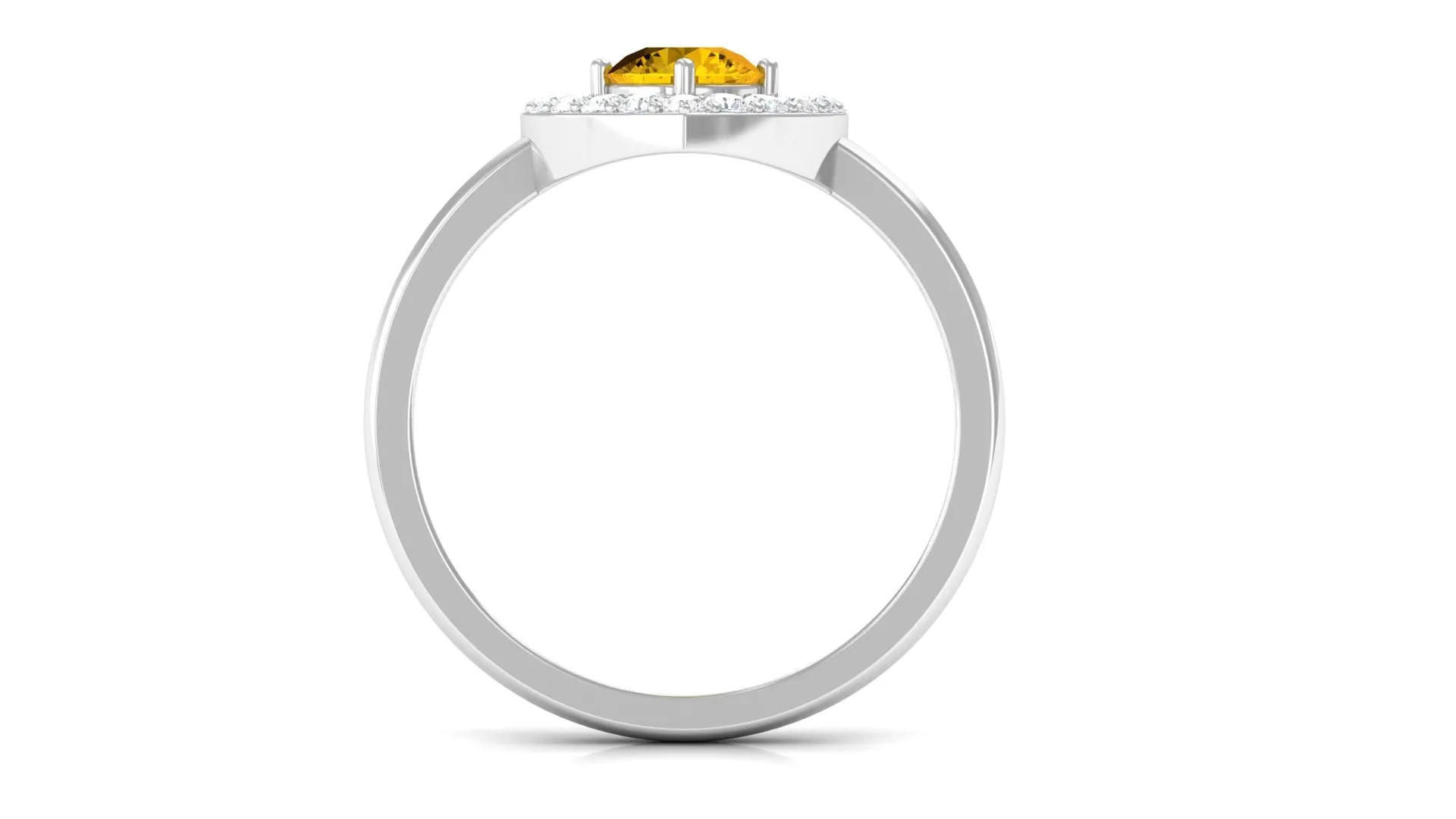 Real Yellow Sapphire and Diamond Halo Heart Ring