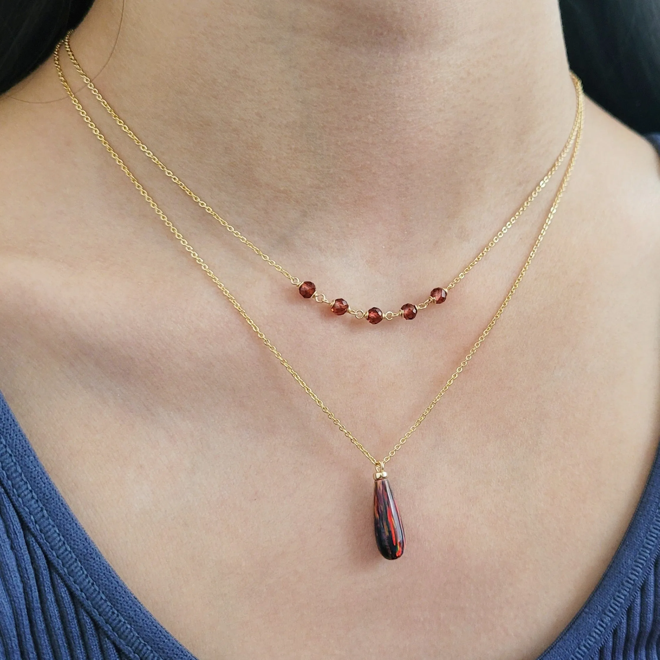 Red Fire Opal Pendant Necklace