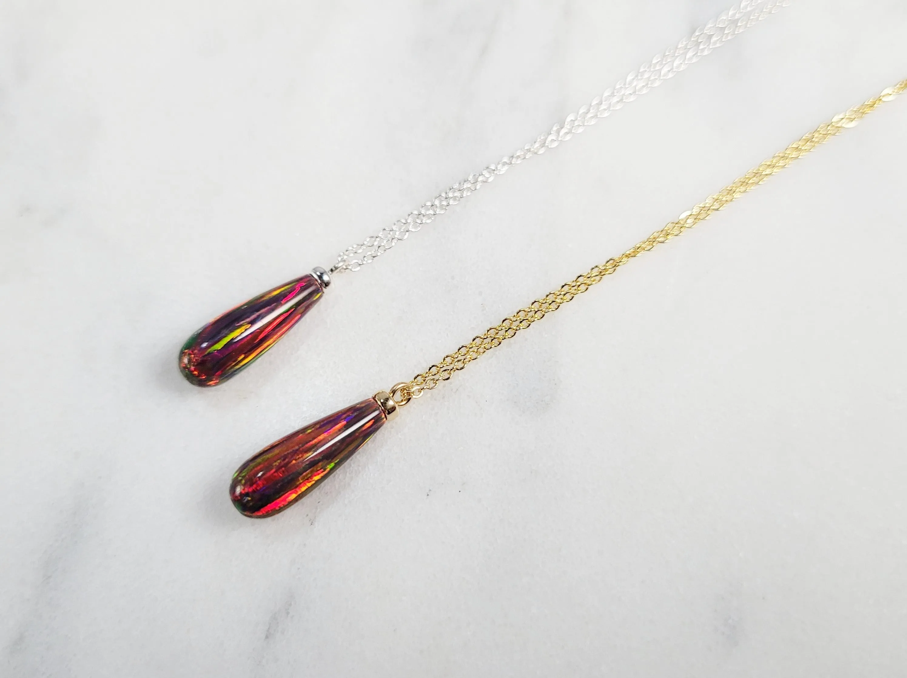 Red Fire Opal Pendant Necklace