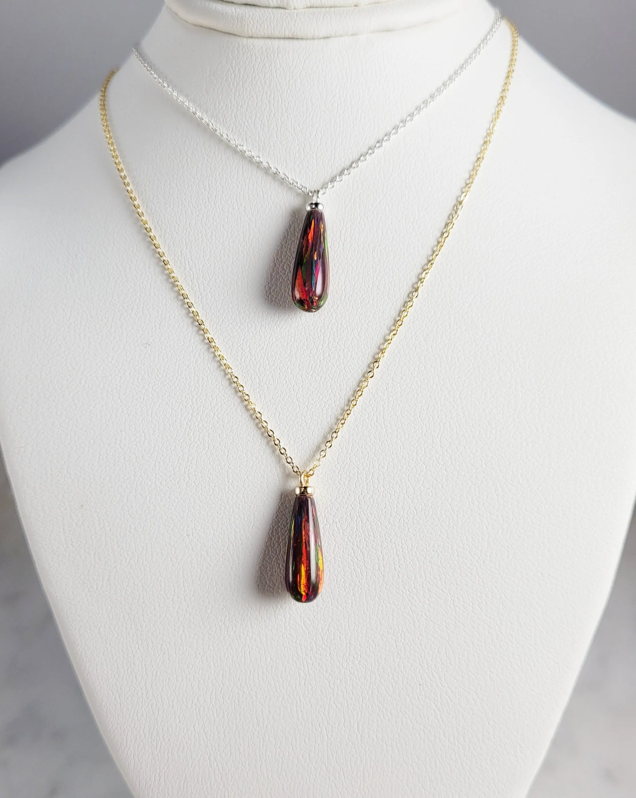 Red Fire Opal Pendant Necklace
