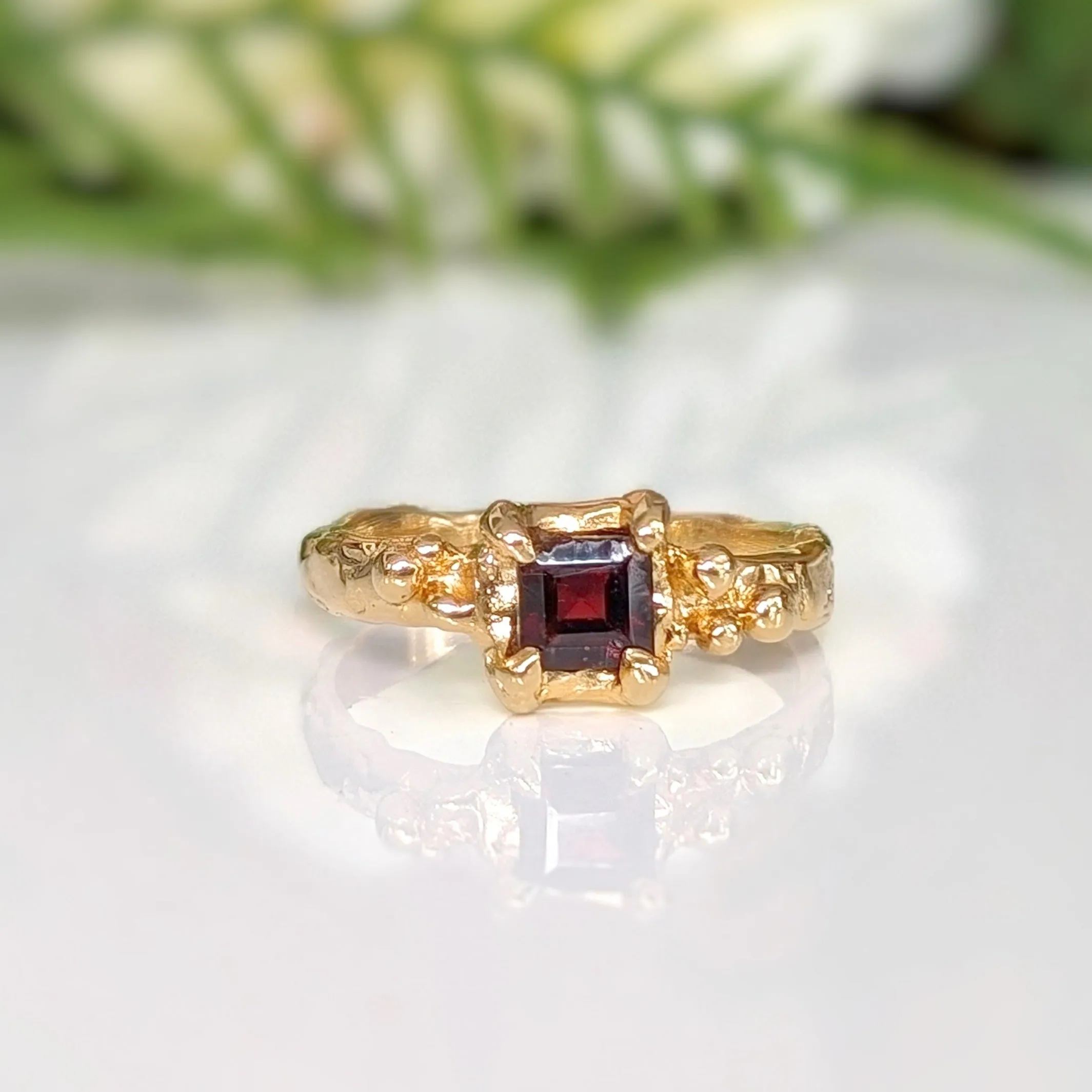 Red Garnet Engagement ring in Solid Sterling Silver