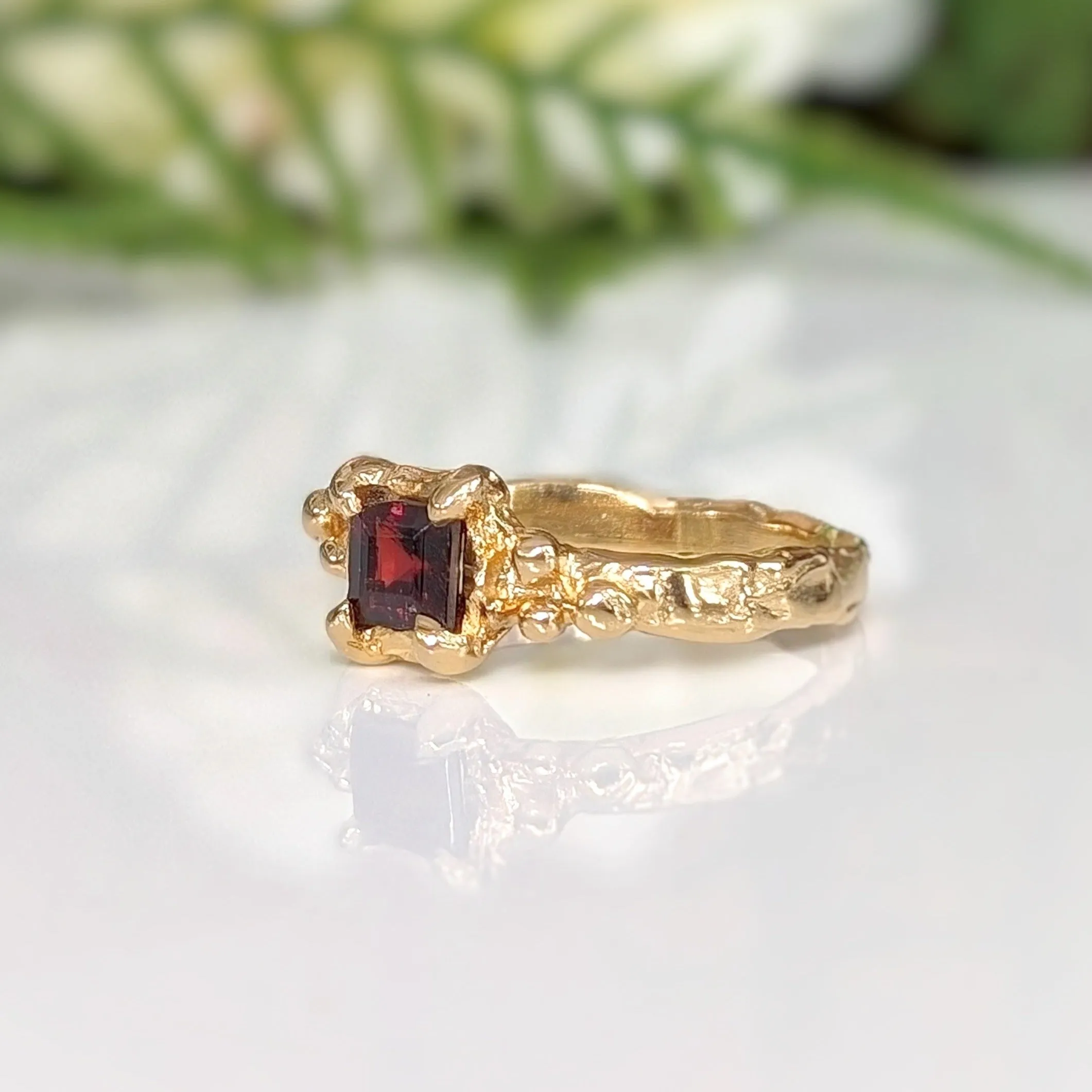 Red Garnet Engagement ring in Solid Sterling Silver