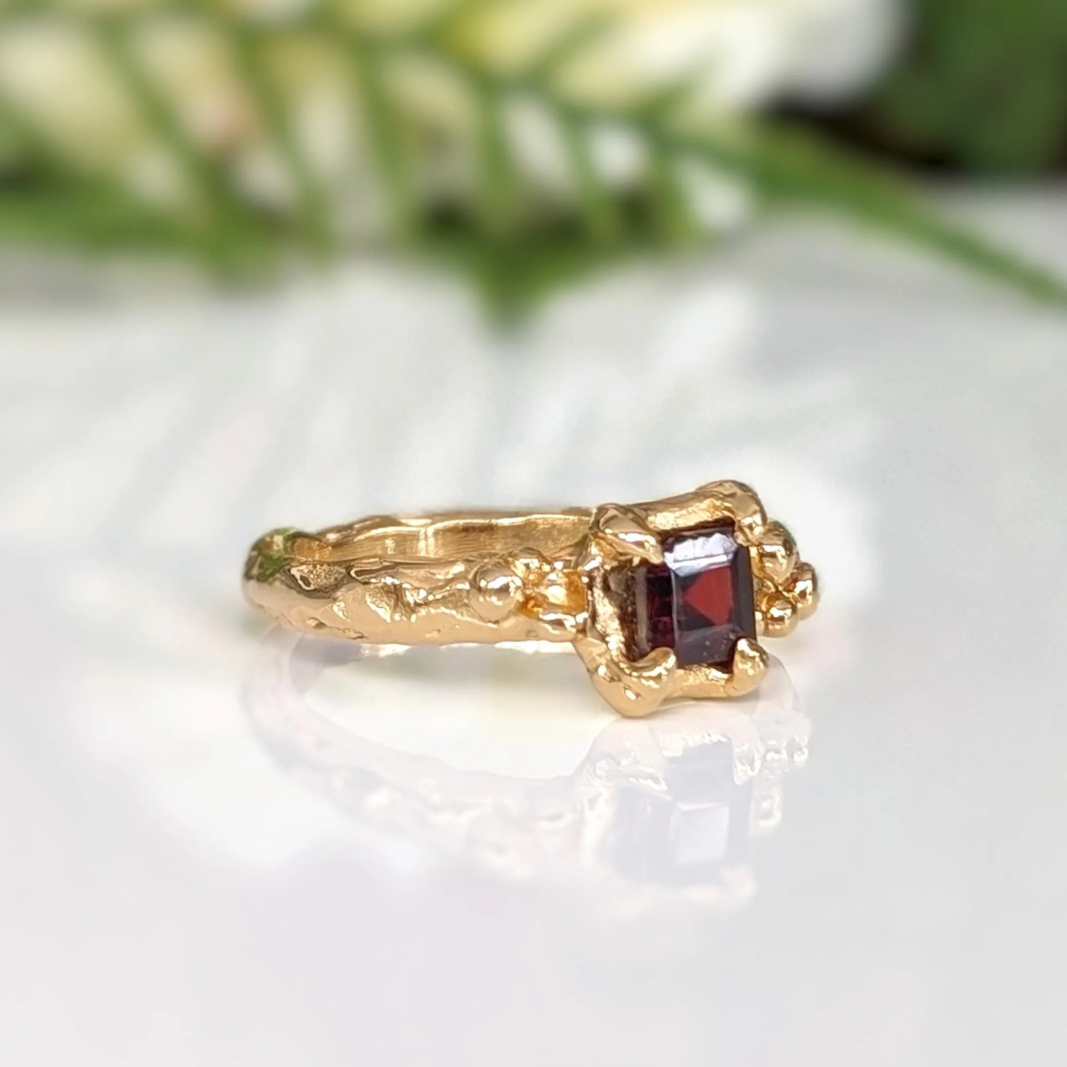Red Garnet Engagement ring in Solid Sterling Silver