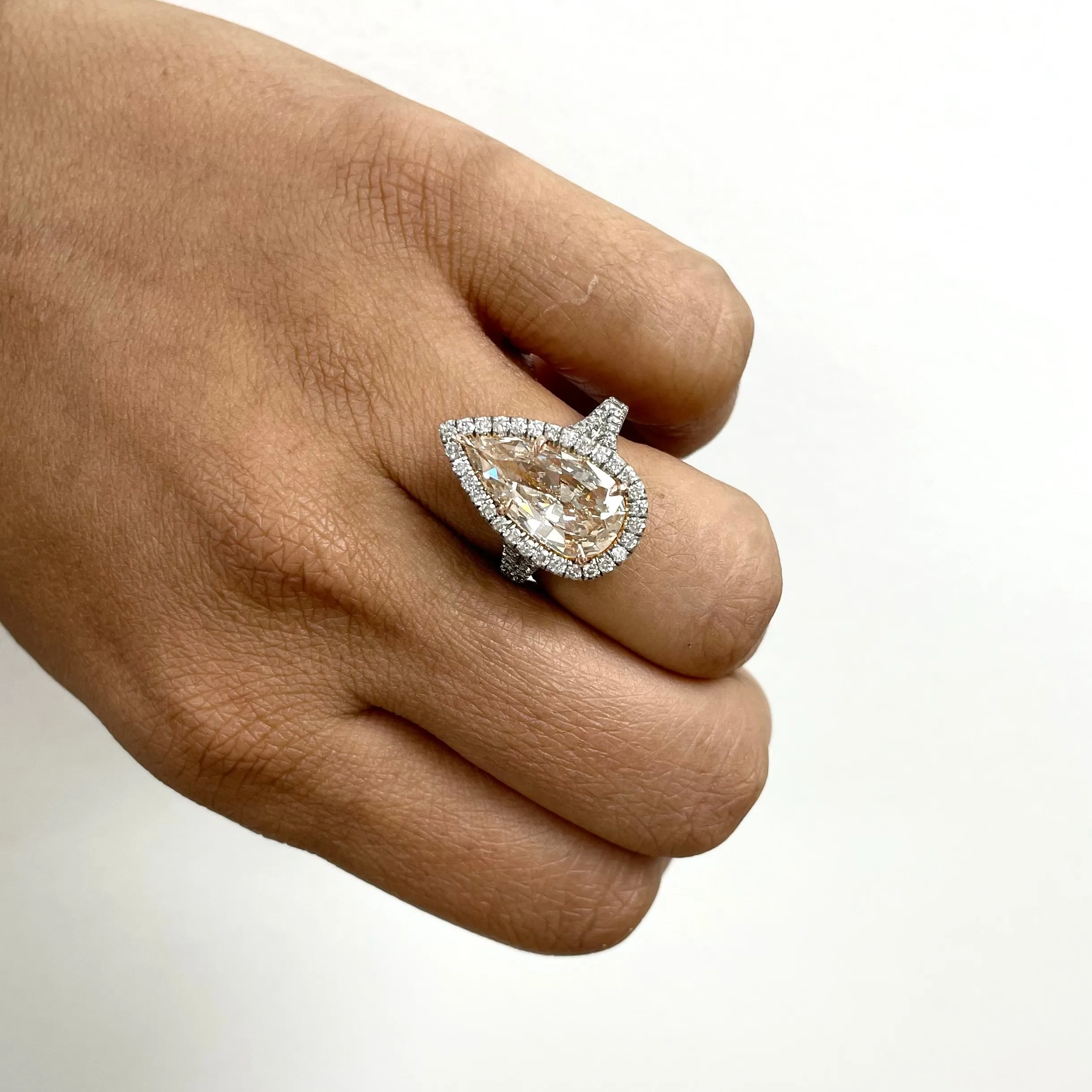 Rose Engagement Ring (3.02 ct Brownish Orange VS1 Diamond) in Platinum
