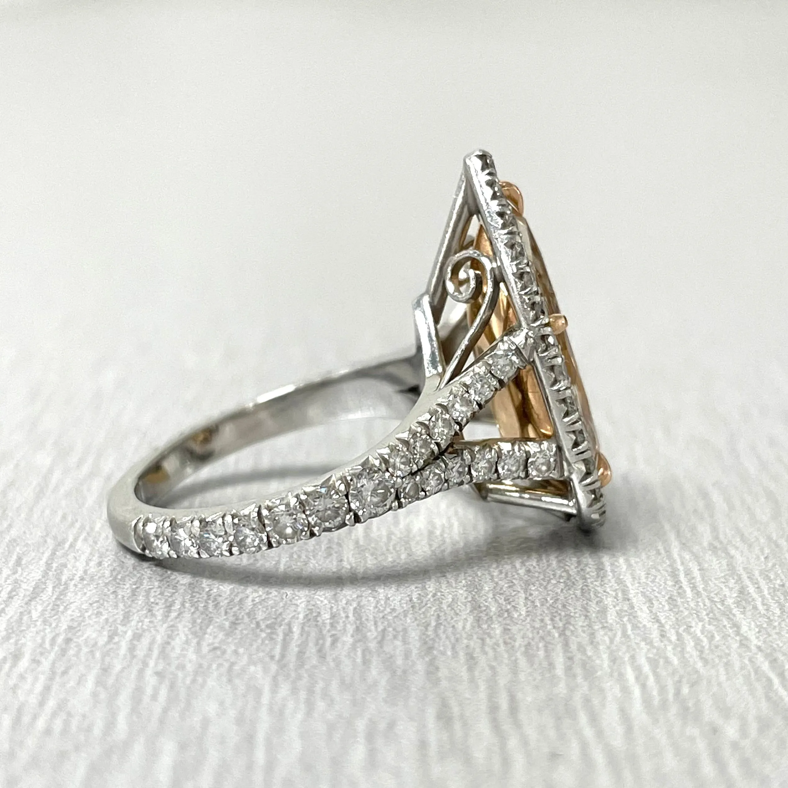 Rose Engagement Ring (3.02 ct Brownish Orange VS1 Diamond) in Platinum