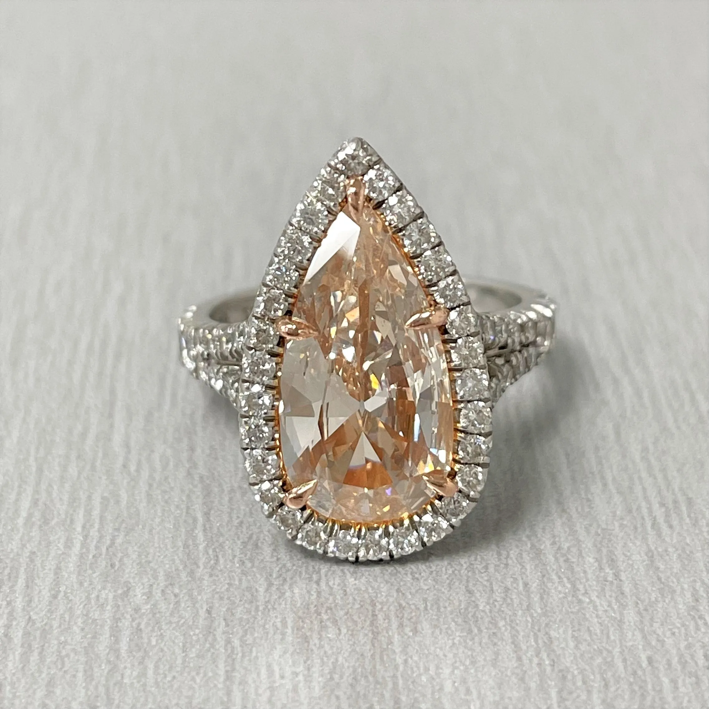 Rose Engagement Ring (3.02 ct Brownish Orange VS1 Diamond) in Platinum