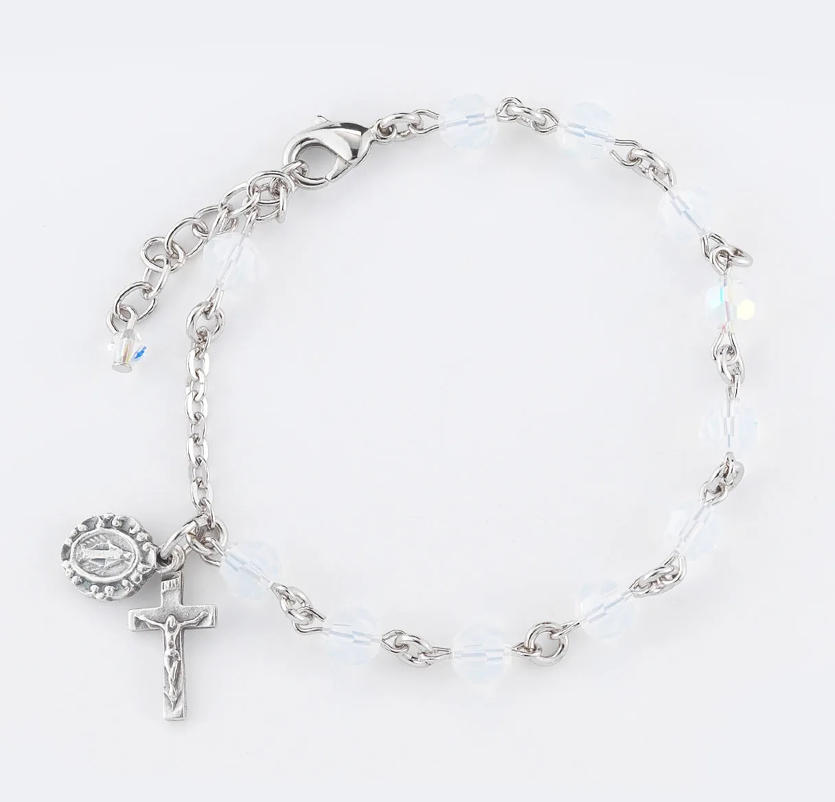 Round Crystal Rosary Bracelet Created with 6mm finest Austrian Crystal Opal Beads by HMH - BX8550OP