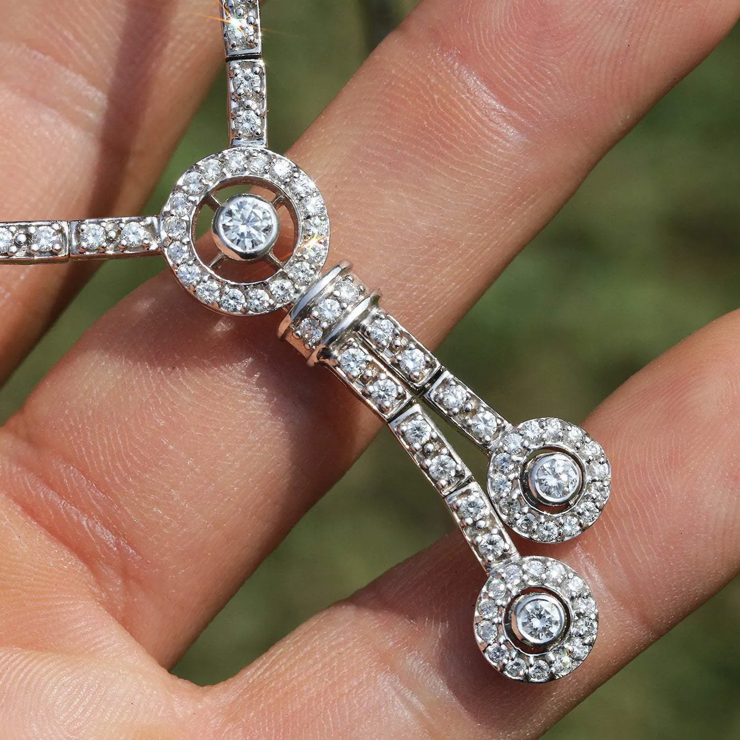 Round Diamond Split Pendant Necklace 18K White Gold 1.75ctw