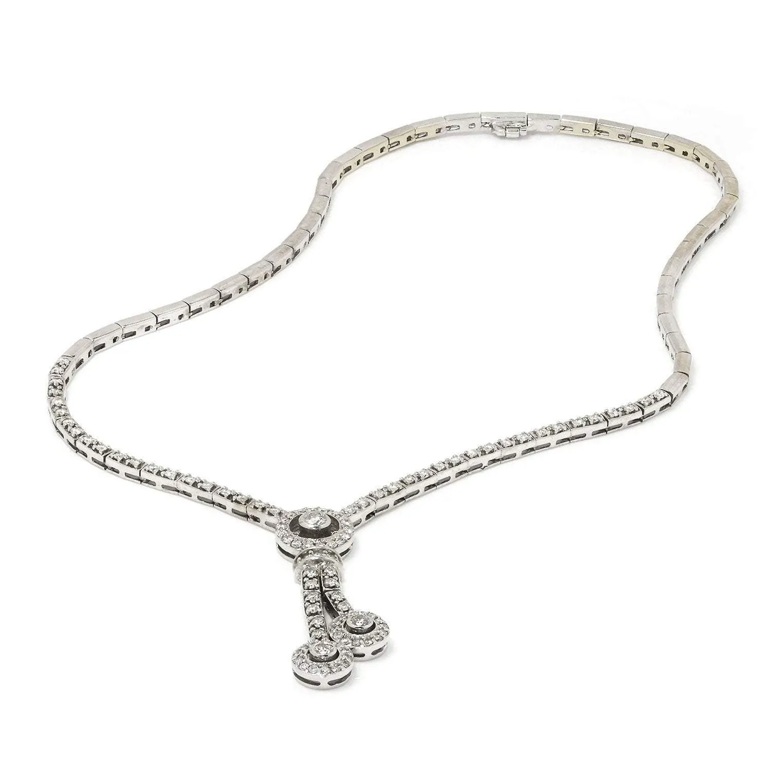Round Diamond Split Pendant Necklace 18K White Gold 1.75ctw
