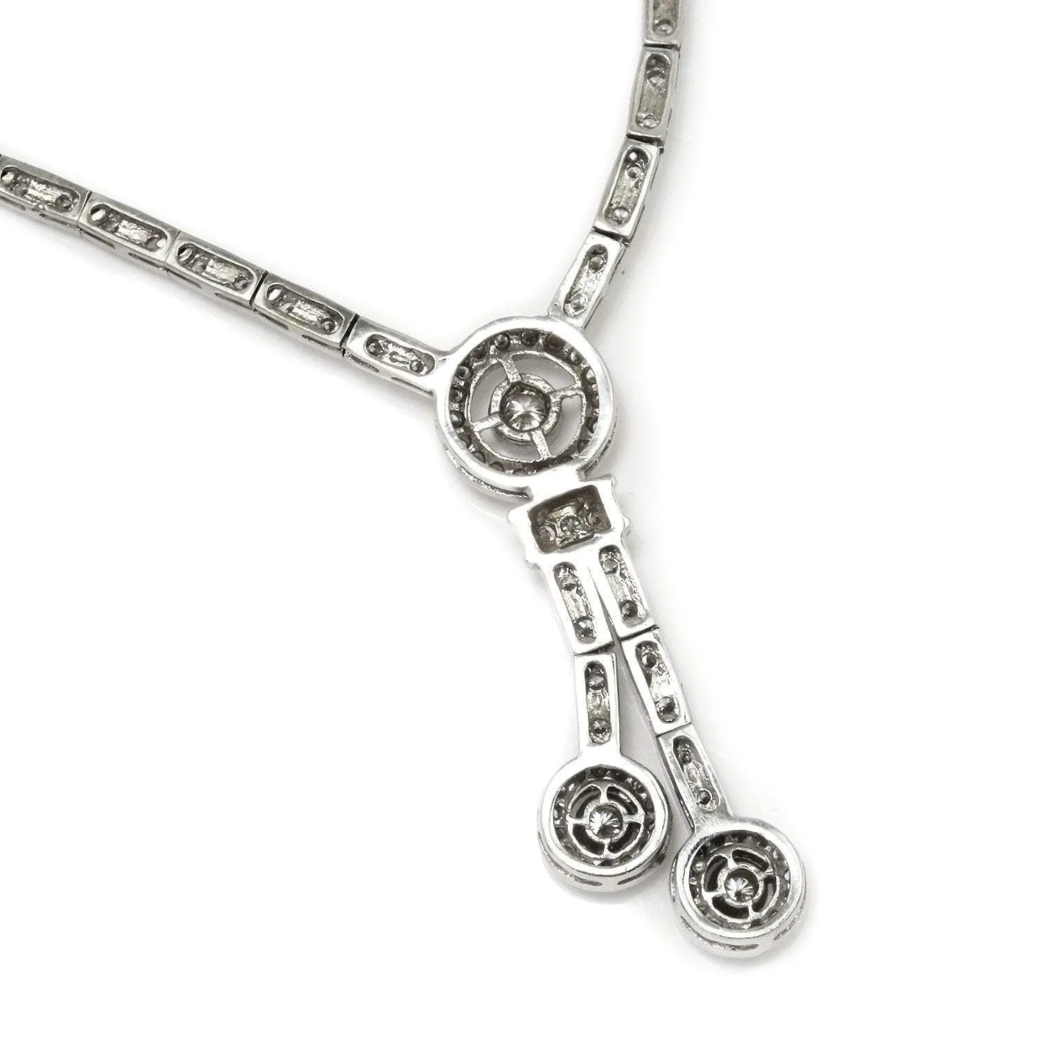 Round Diamond Split Pendant Necklace 18K White Gold 1.75ctw