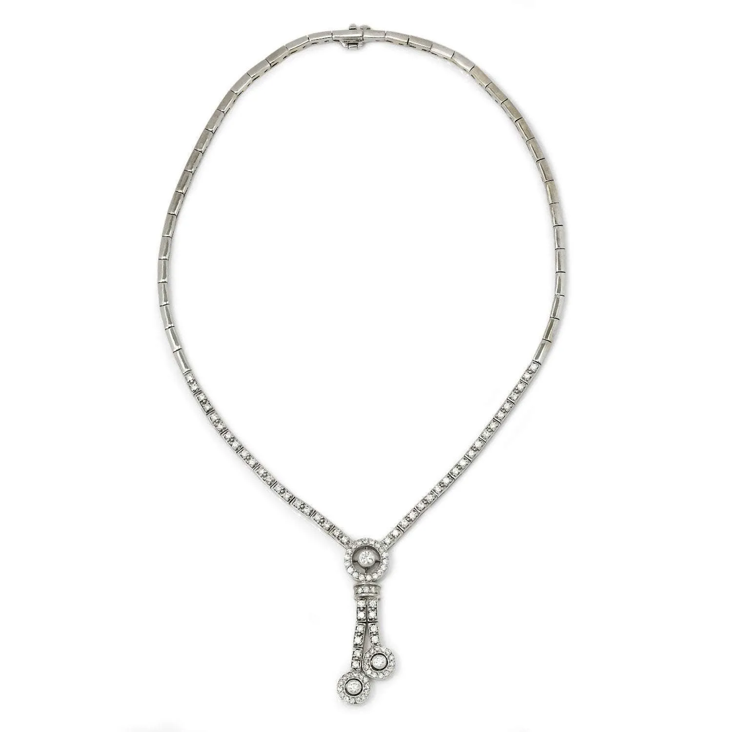 Round Diamond Split Pendant Necklace 18K White Gold 1.75ctw