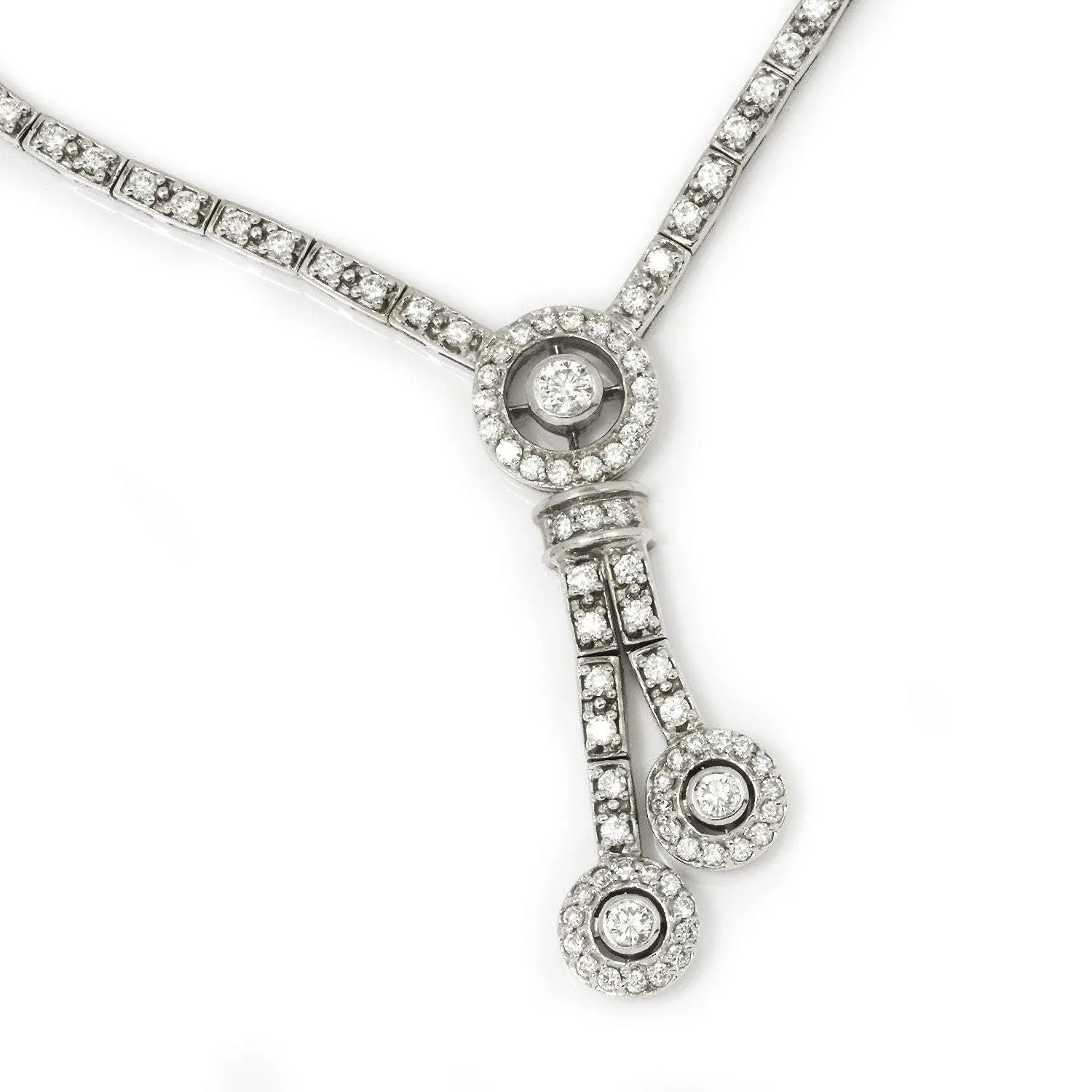 Round Diamond Split Pendant Necklace 18K White Gold 1.75ctw
