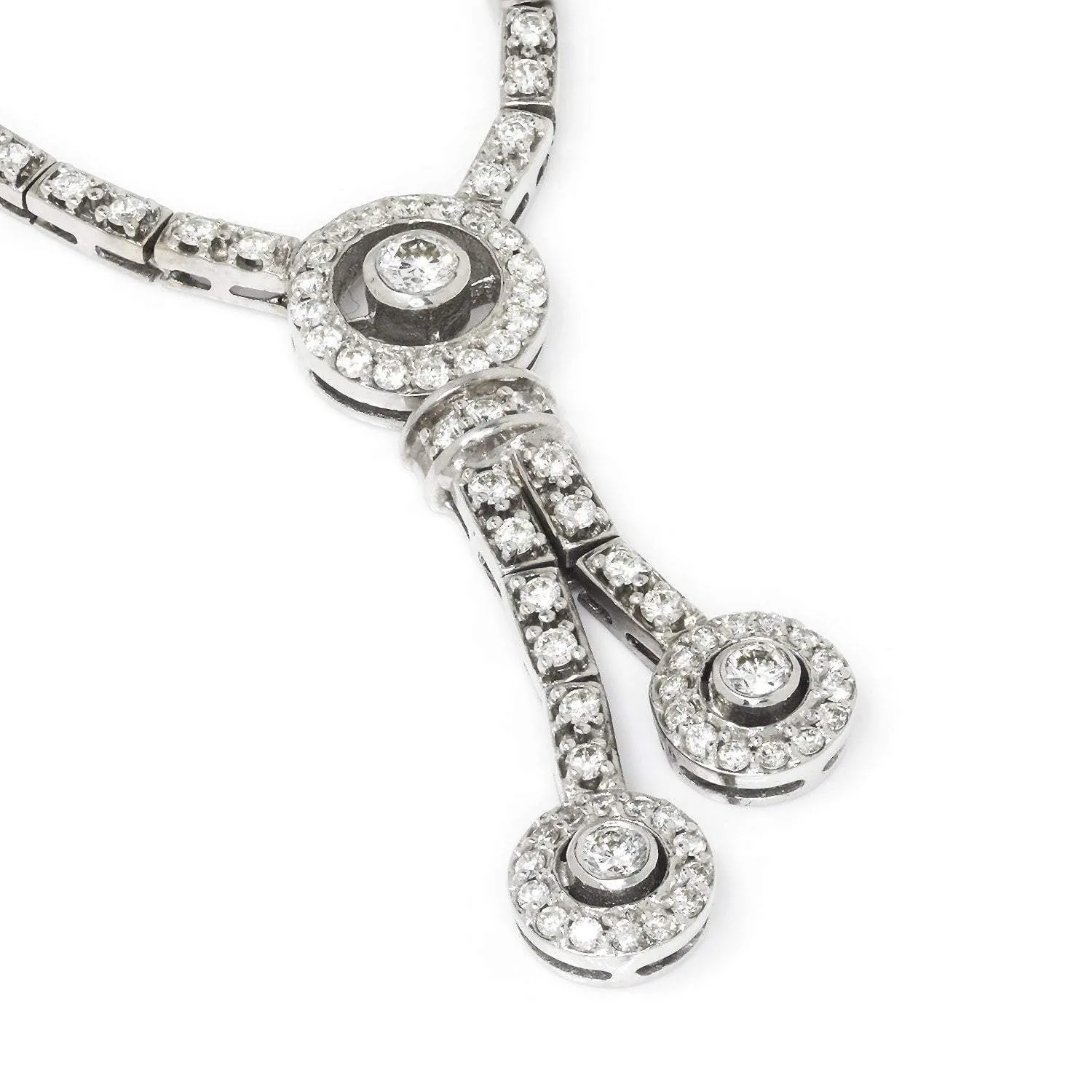 Round Diamond Split Pendant Necklace 18K White Gold 1.75ctw