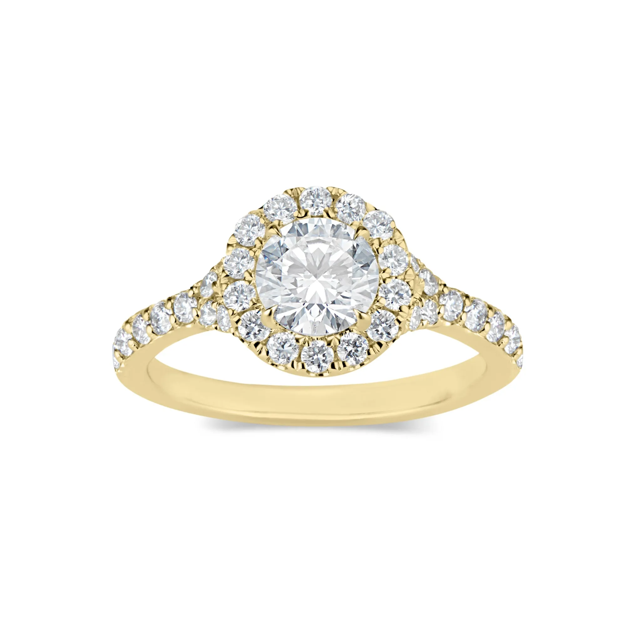 Round Halo Diamond Engagement Ring with Subtle Split Shank