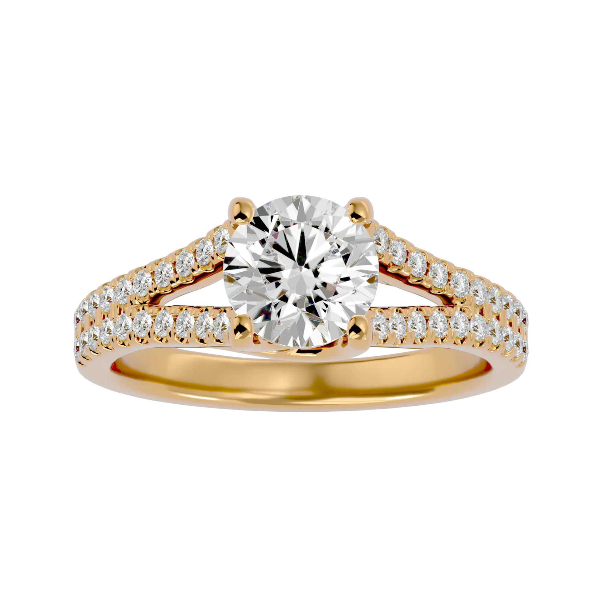 Round Lab Grown Diamond Side Stone Engagement Ring