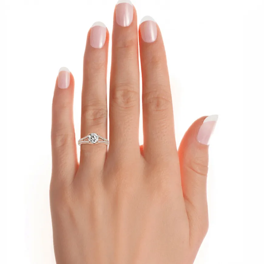 Round Lab Grown Diamond Side Stone Engagement Ring