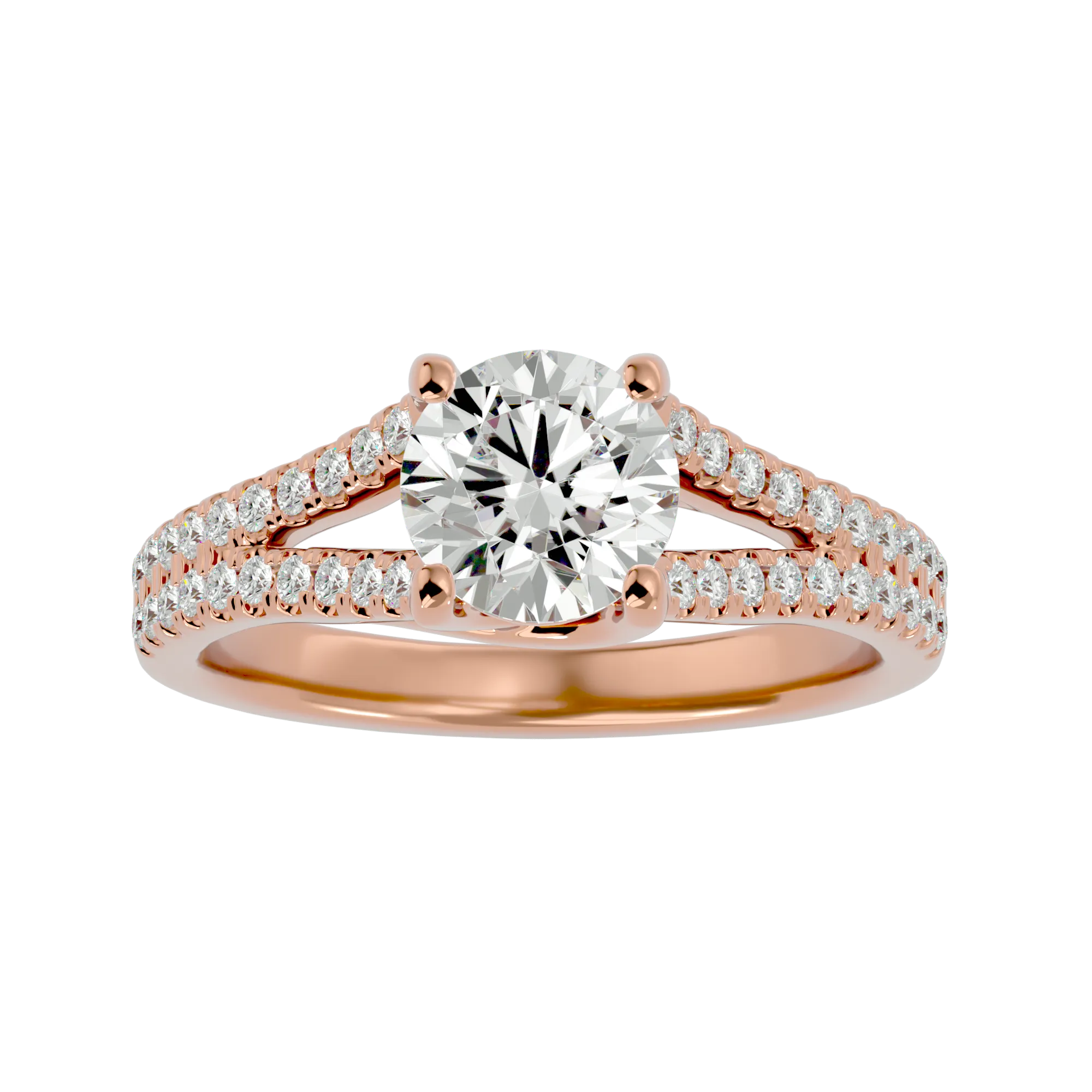 Round Lab Grown Diamond Side Stone Engagement Ring