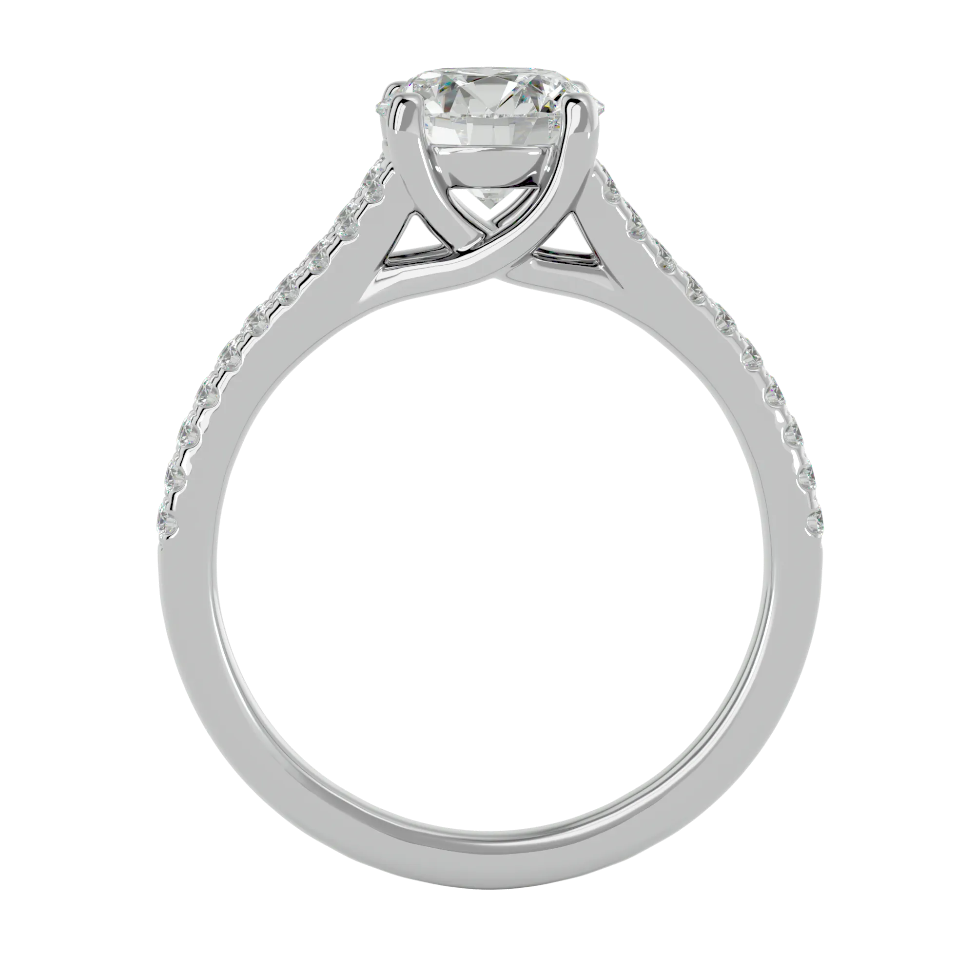 Round Lab Grown Diamond Side Stone Engagement Ring