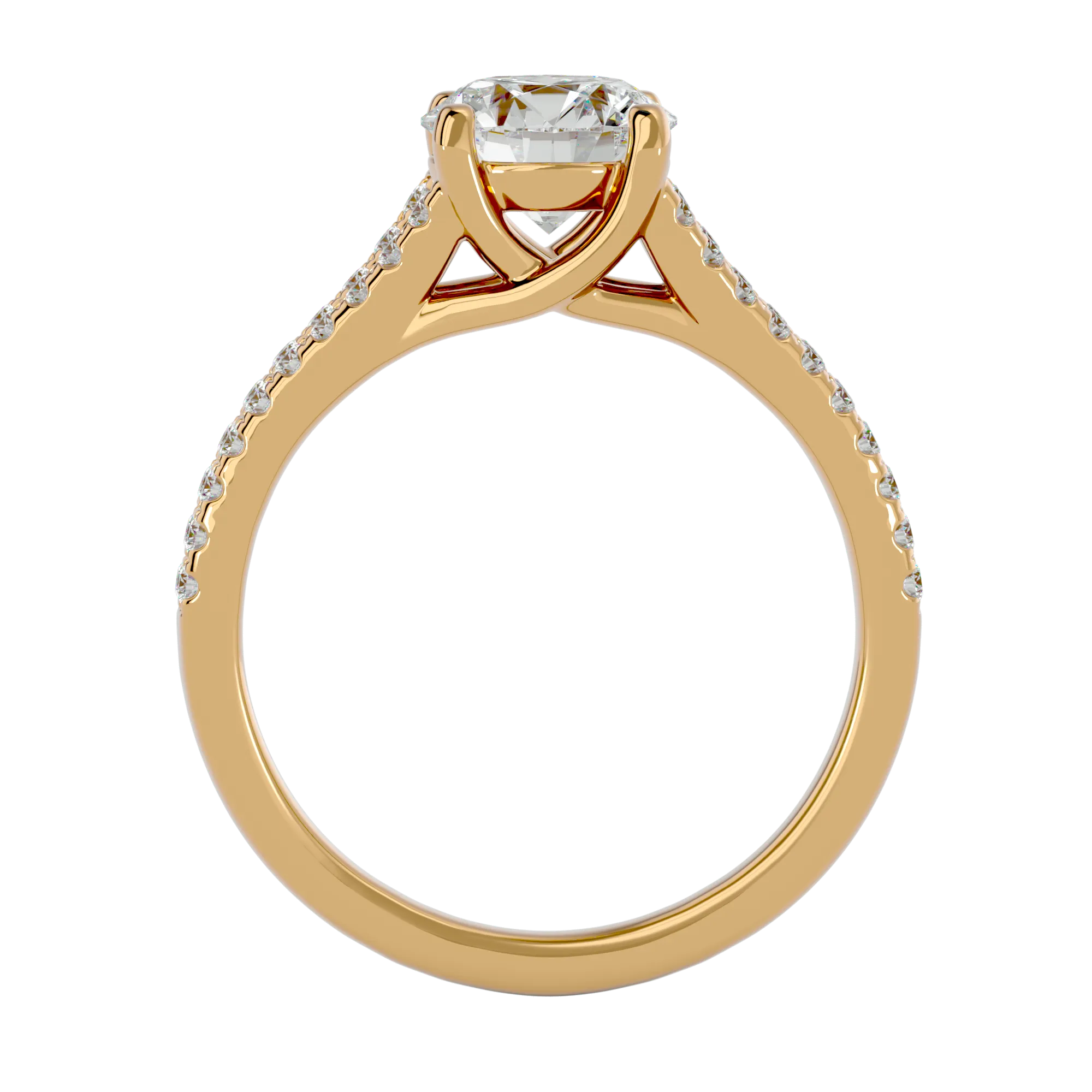 Round Lab Grown Diamond Side Stone Engagement Ring