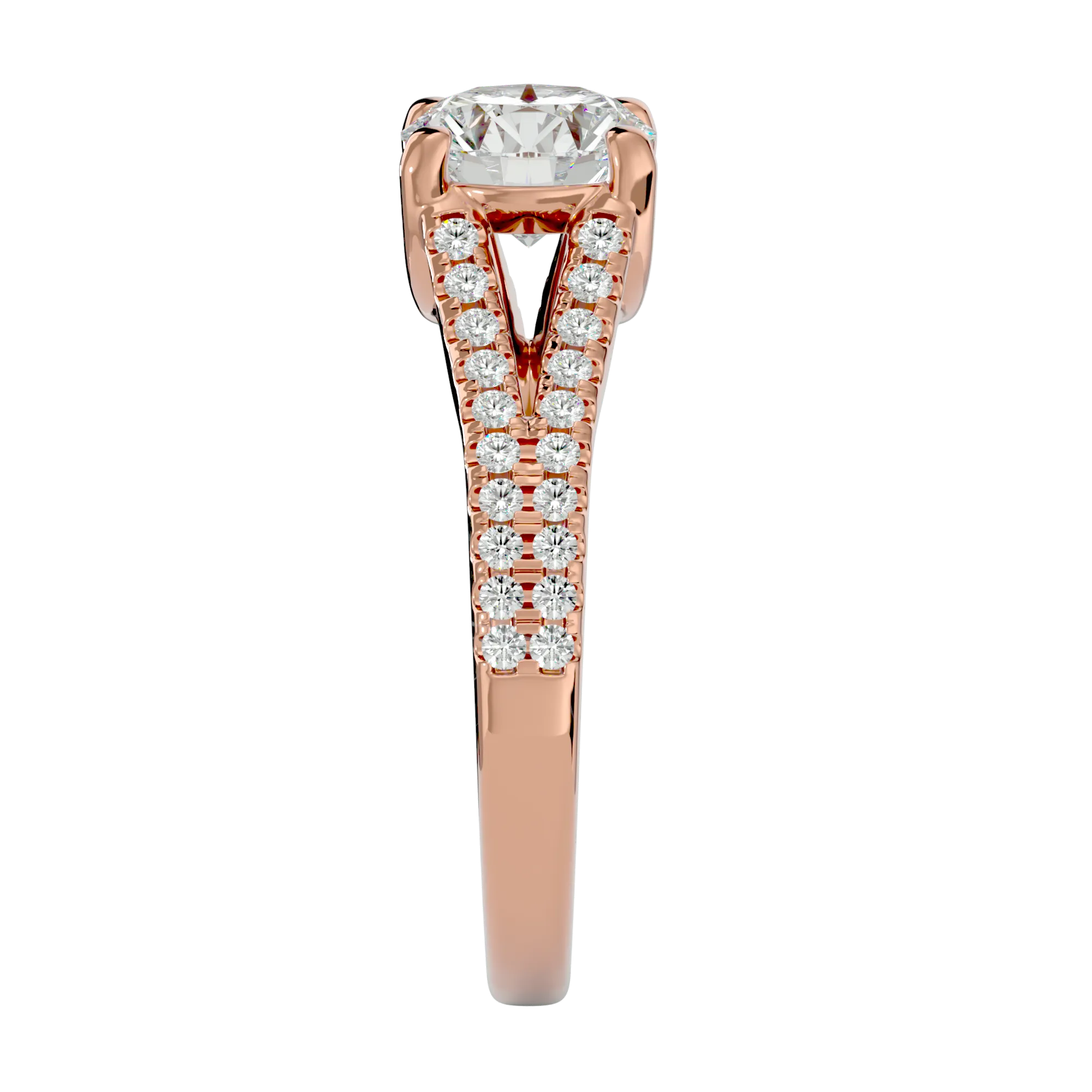 Round Lab Grown Diamond Side Stone Engagement Ring
