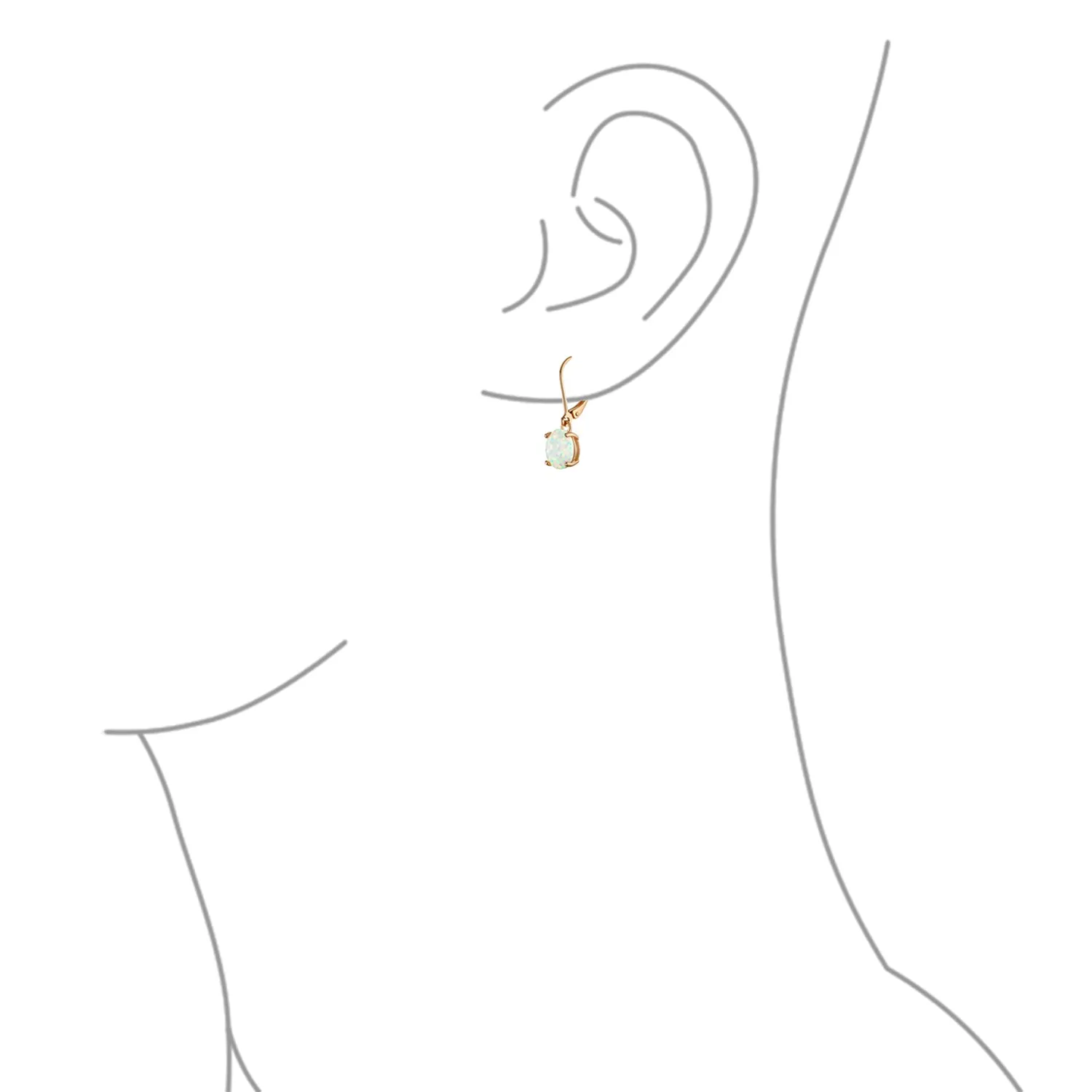 Round Solitaire Created Opal Dangle Gemstone Earrings Sterling Silver 8MM Birthstone