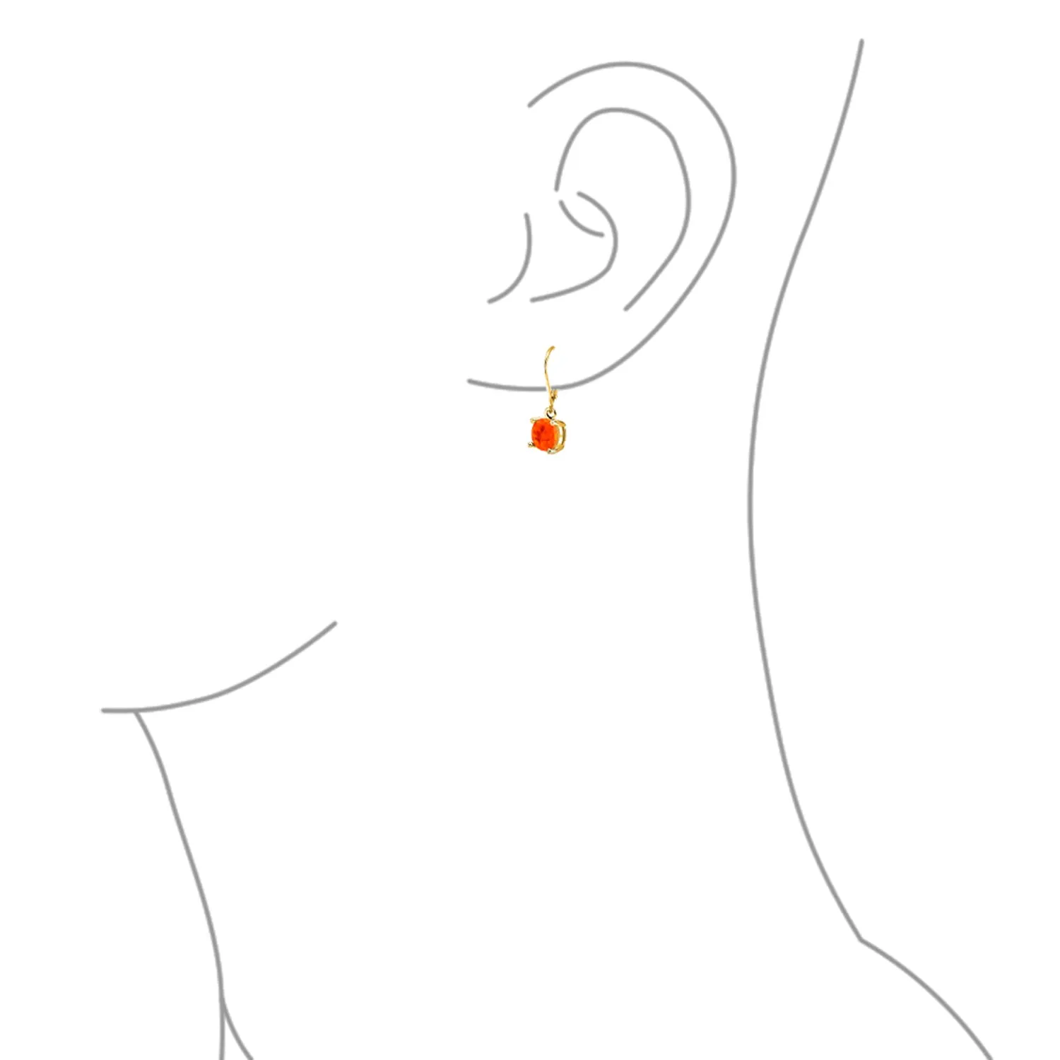 Round Solitaire Created Opal Dangle Gemstone Earrings Sterling Silver 8MM Birthstone