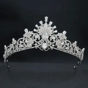 Royal Luxury Cubic Zirconia Crystal  Tiara Crown Wedding Hair Jewelry Accessory