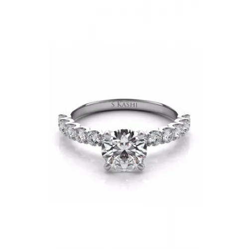 S Kashi & Sons Side Stone Engagement Ring EN7637WG