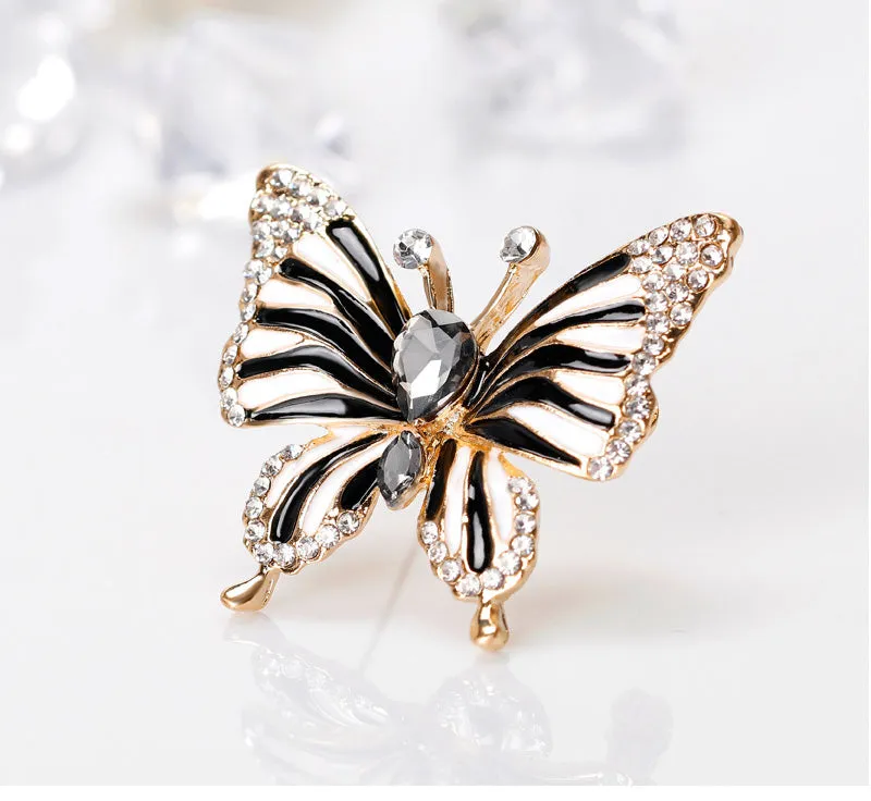 SB175 - Black butterfly drip oil diamond brooch