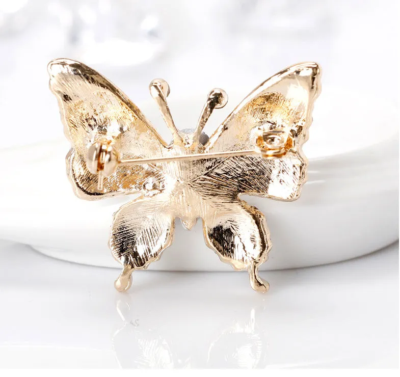 SB175 - Black butterfly drip oil diamond brooch
