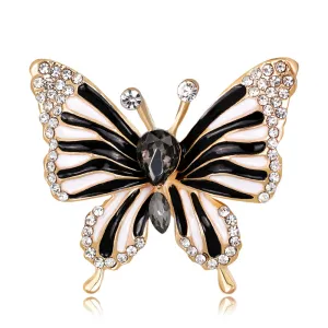 SB175 - Black butterfly drip oil diamond brooch