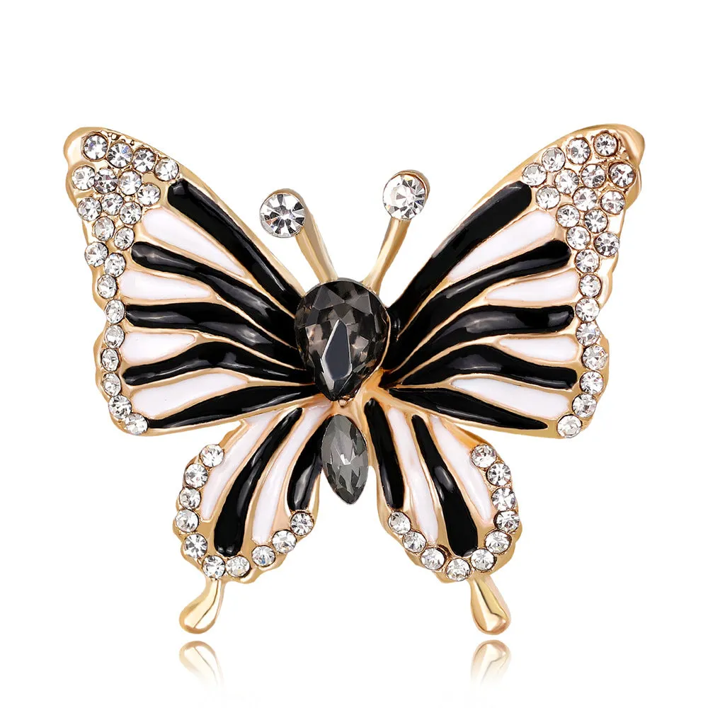 SB175 - Black butterfly drip oil diamond brooch
