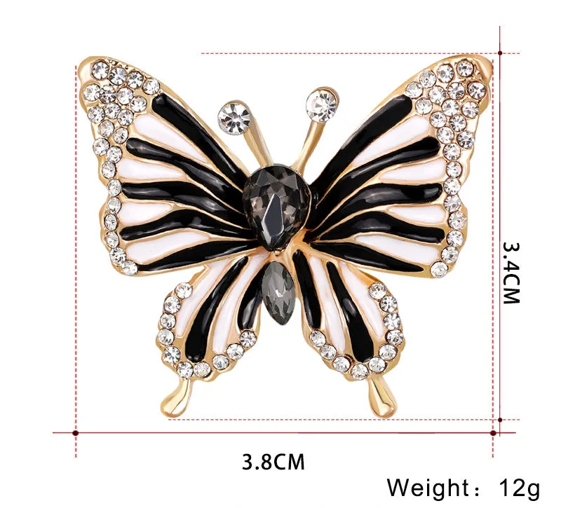 SB175 - Black butterfly drip oil diamond brooch