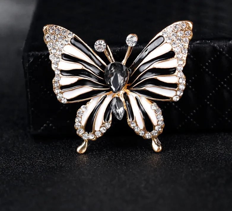 SB175 - Black butterfly drip oil diamond brooch