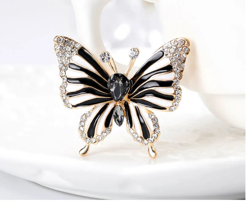 SB175 - Black butterfly drip oil diamond brooch