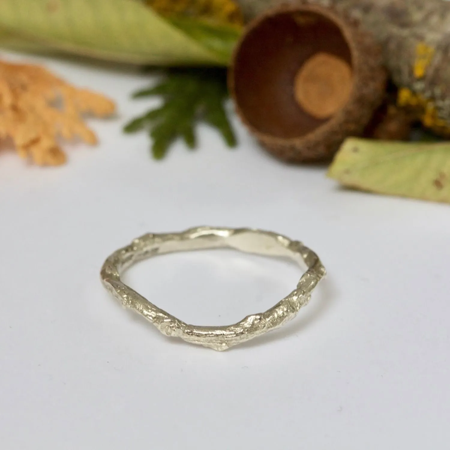 Shaped Twig Wedding Ring, Organic Nature Stacking Ring