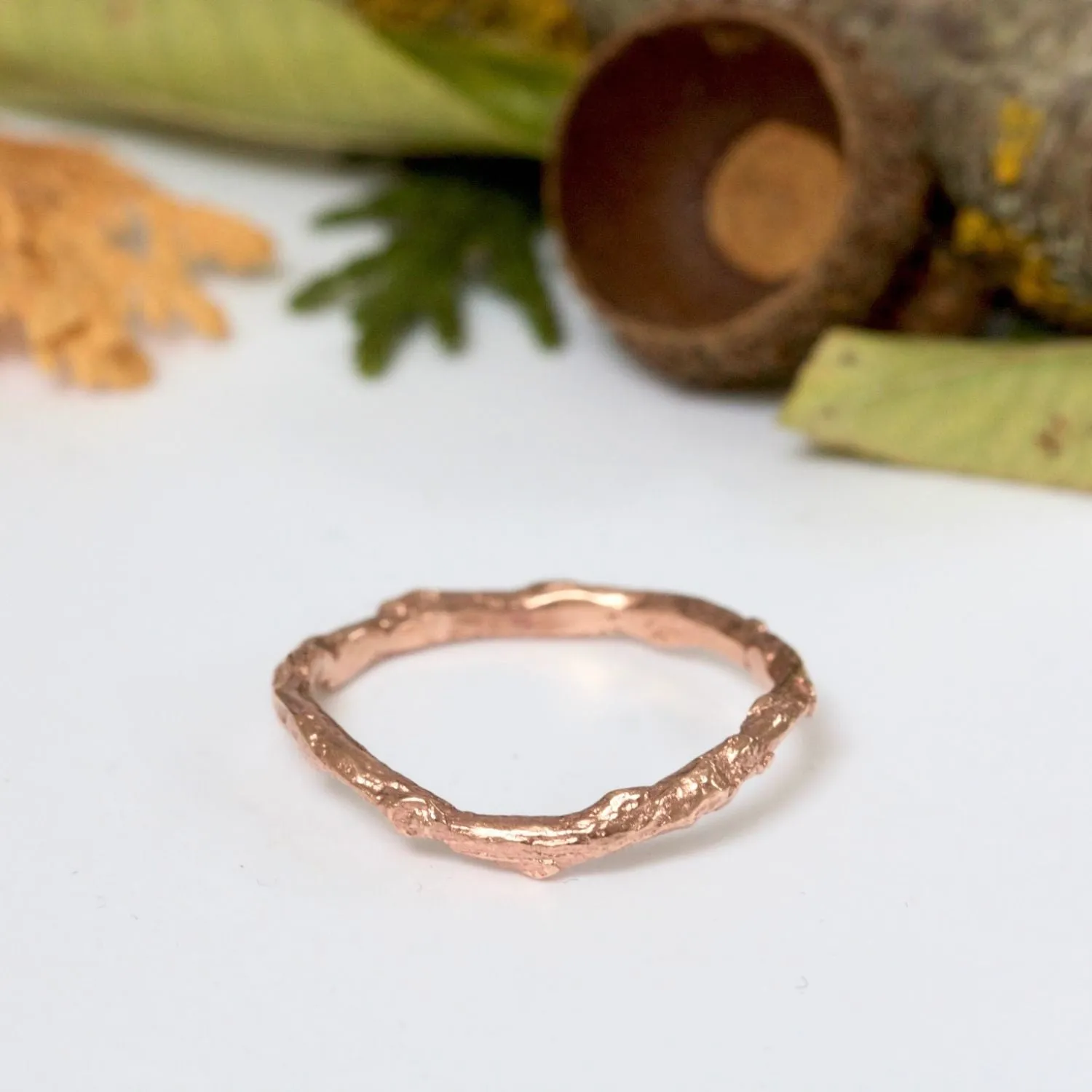 Shaped Twig Wedding Ring, Organic Nature Stacking Ring