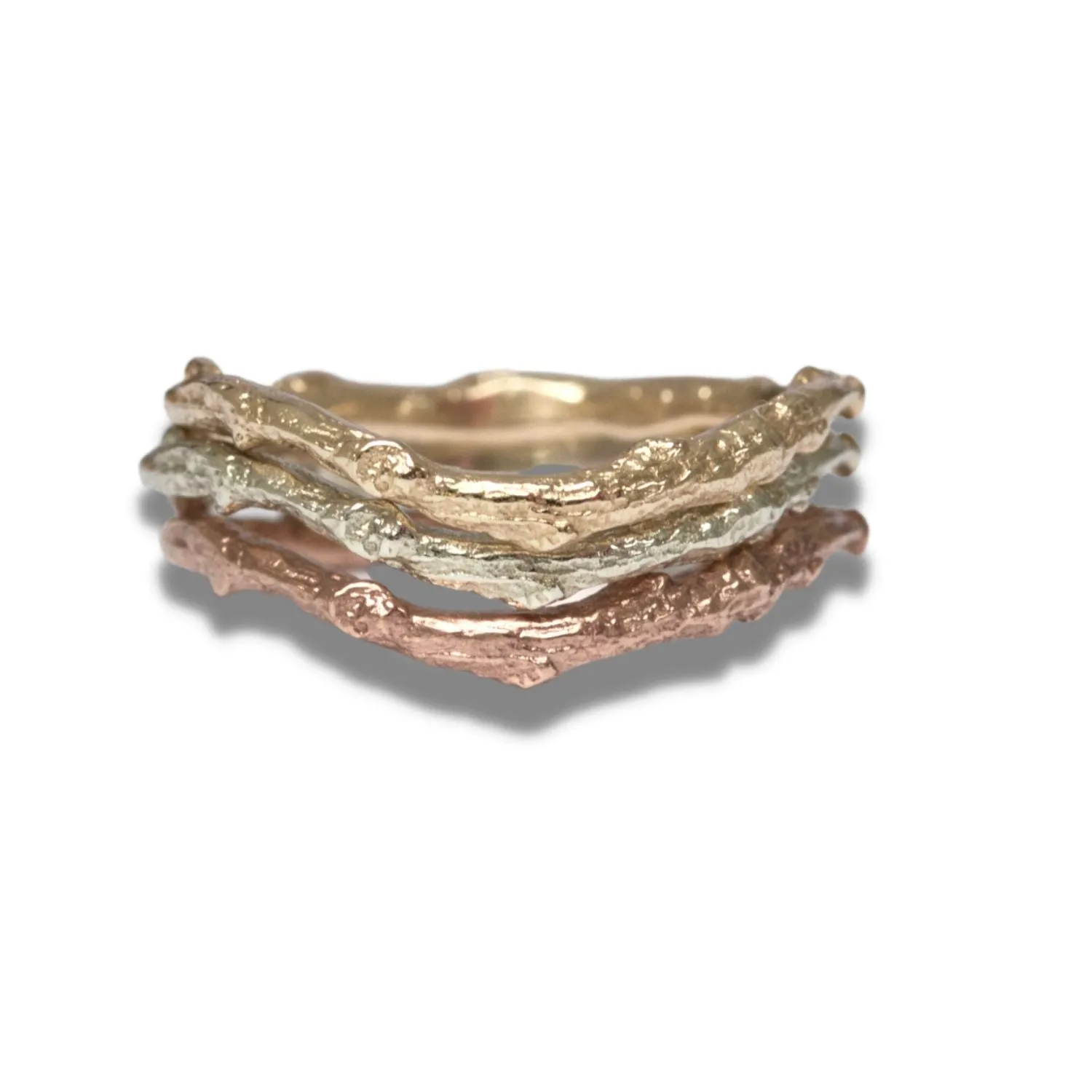 Shaped Twig Wedding Ring, Organic Nature Stacking Ring