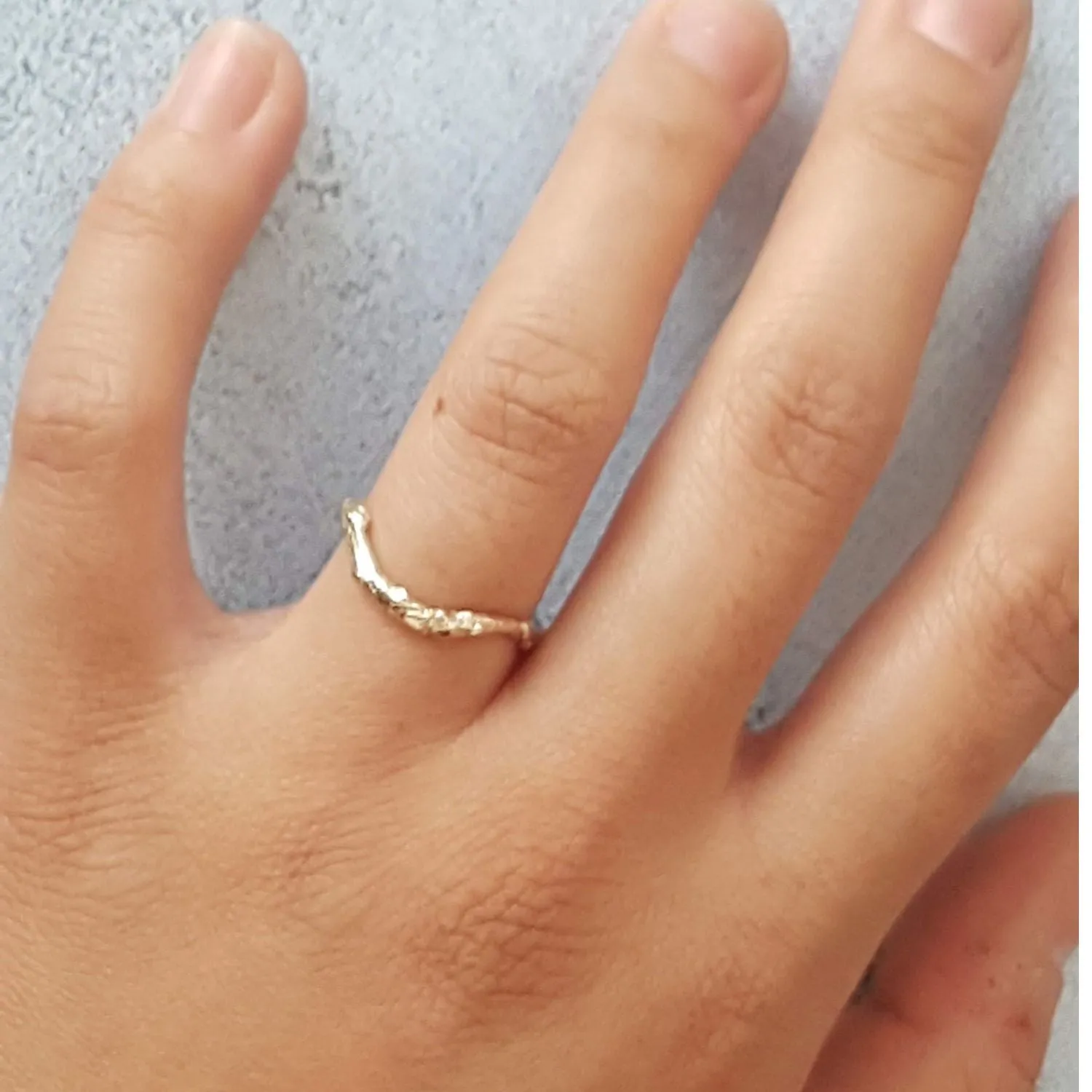 Shaped Twig Wedding Ring, Organic Nature Stacking Ring