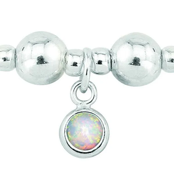 Silver and Opal CZ October birthstone bracelet