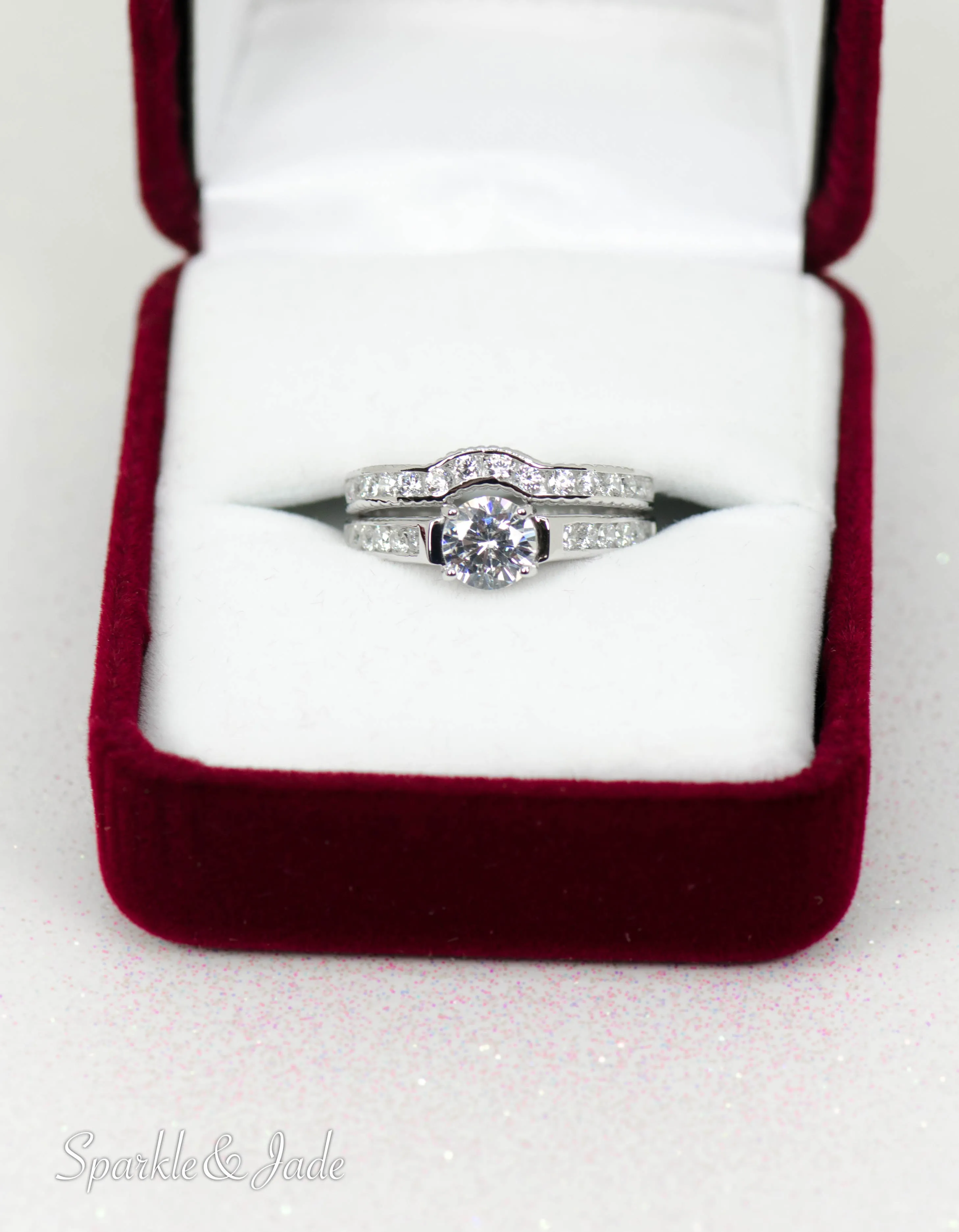 Sterling Silver 2-Piece CZ Promise Wedding Ring Set