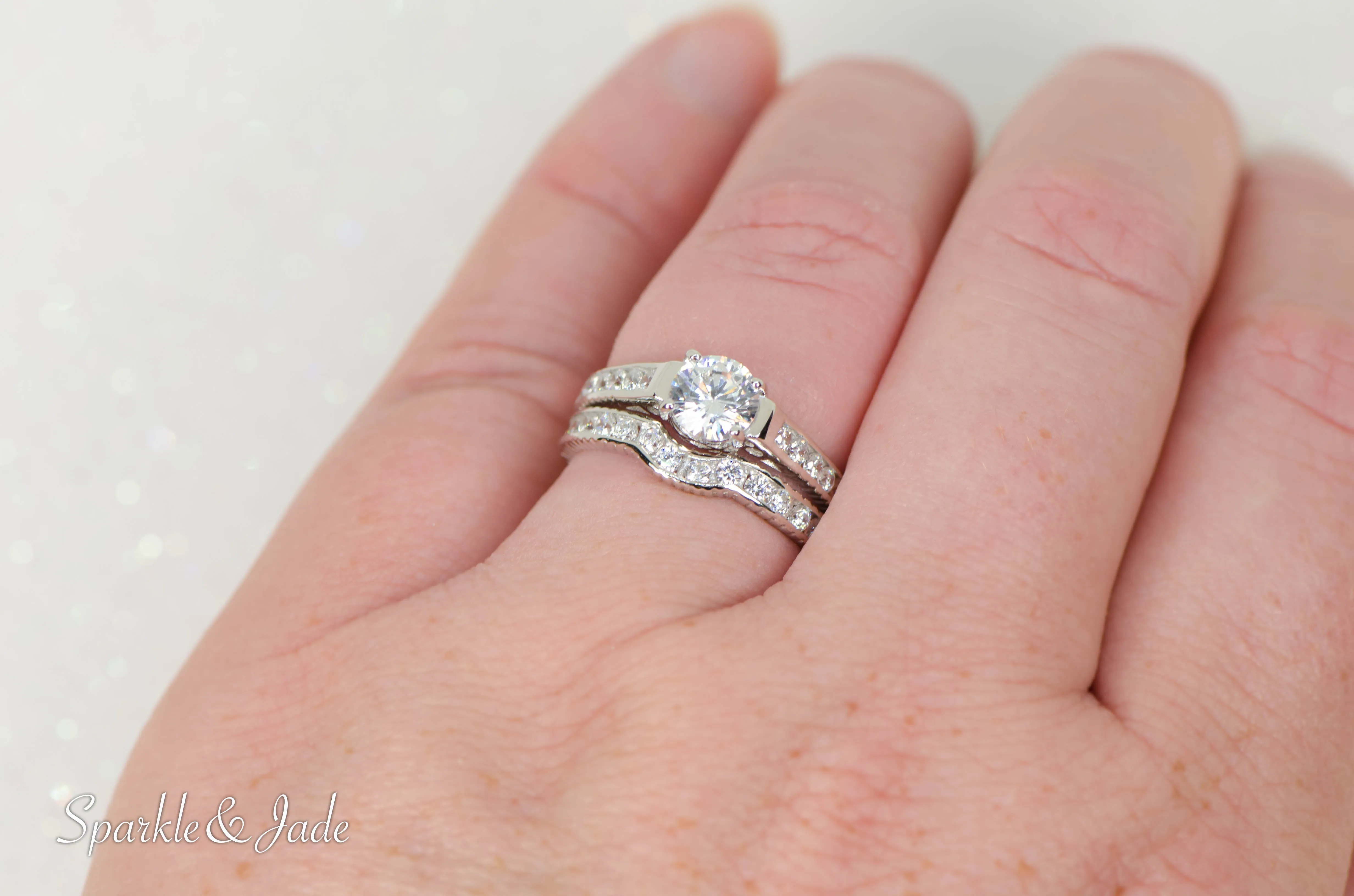 Sterling Silver 2-Piece CZ Promise Wedding Ring Set