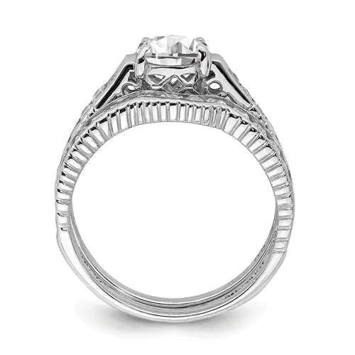Sterling Silver 2-Piece CZ Promise Wedding Ring Set